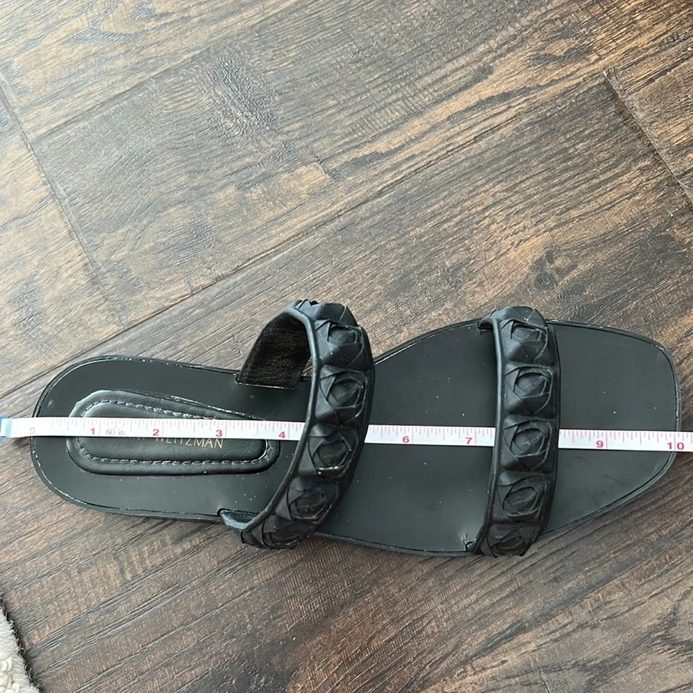 Stuart Weitzman Rosita Black Rubber Two Strap Sandals Flats‎ shoes Size 8 8.5